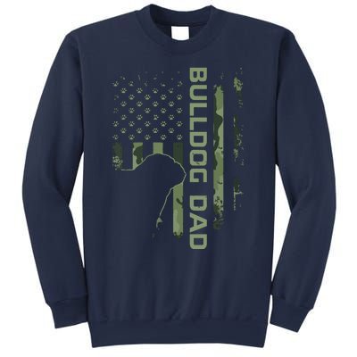 Vintage USA Camo Flag Proud English Bulldog Dad Silhouette Sweatshirt