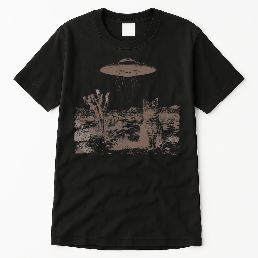 Vintage Ufo Cowboy Cats Western Cowboy Vintage 90s Tall T-Shirt