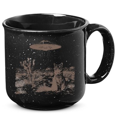 Vintage Ufo Cowboy Cats Western Cowboy Vintage 90s 15oz Campfire Ceramic Mug
