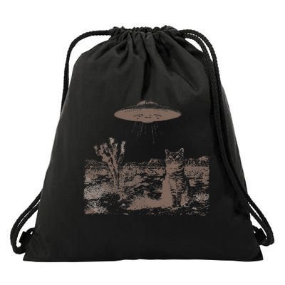 Vintage Ufo Cowboy Cats Western Cowboy Vintage 90s Drawstring Bag