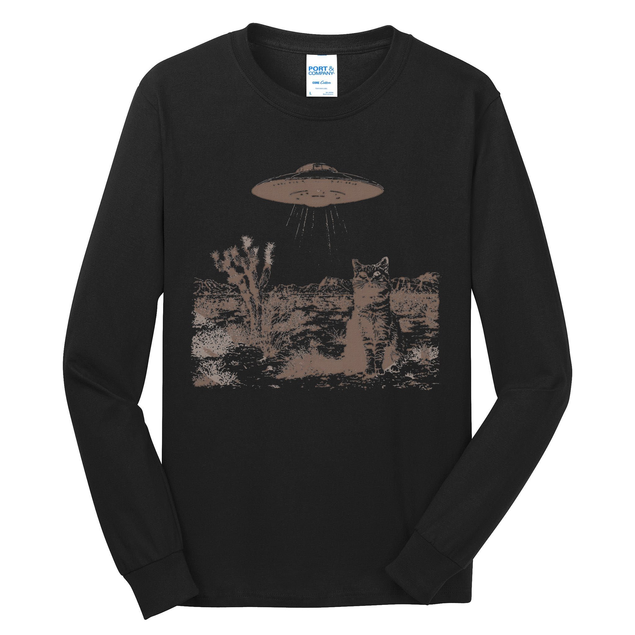 Vintage Ufo Cowboy Cats Western Cowboy Vintage 90s Tall Long Sleeve T-Shirt