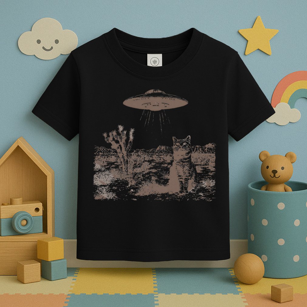 Vintage Ufo Cowboy Cats Western Cowboy Vintage 90s Toddler T-Shirt