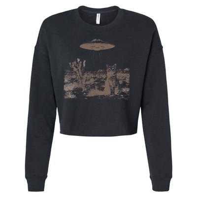 Vintage Ufo Cowboy Cats Western Cowboy Vintage 90s Cropped Pullover Crew