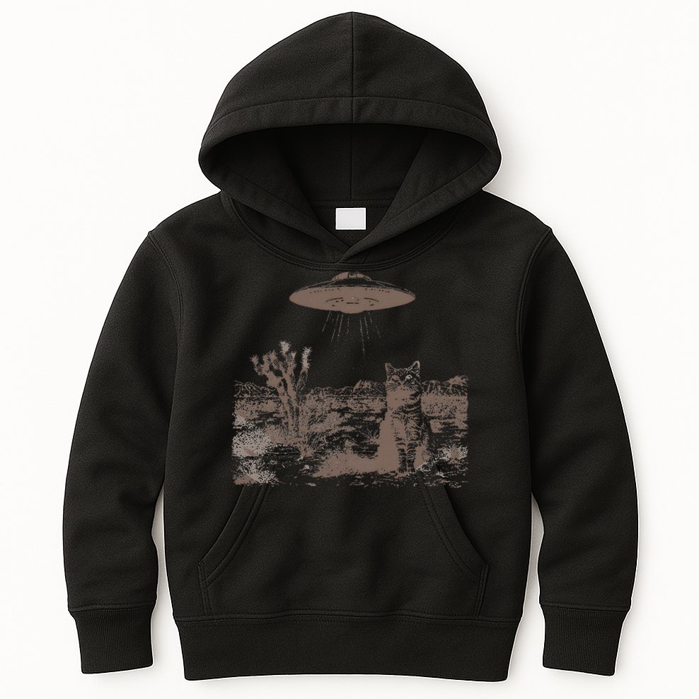 Vintage Ufo Cowboy Cats Western Cowboy Vintage 90s Kids Hoodie