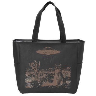 Vintage Ufo Cowboy Cats Western Cowboy Vintage 90s Zip Tote Bag