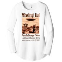 Vintage Ufo Cowboy Cat Missing Cat Female Orange Tabby Women's Perfect Tri Tunic Long Sleeve Shirt