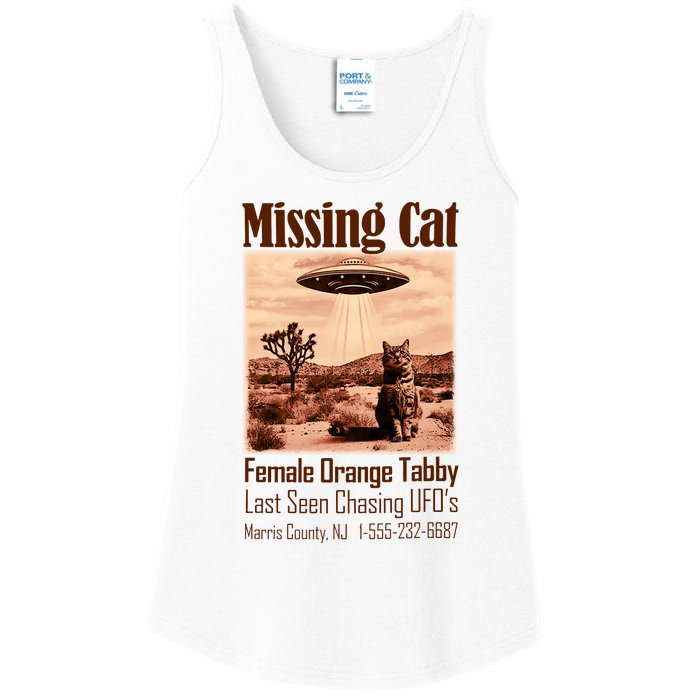 Vintage Ufo Cowboy Cat Missing Cat Female Orange Tabby Ladies Essential Tank