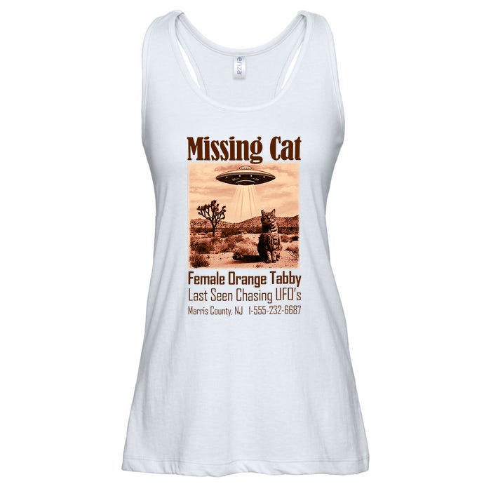 Vintage Ufo Cowboy Cat Missing Cat Female Orange Tabby Ladies Essential Flowy Tank