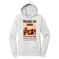 Vintage Ufo Cowboy Cat Missing Cat Female Orange Tabby Women's Pullover Hoodie