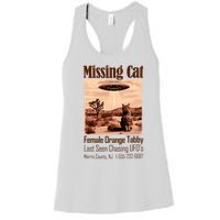 Vintage Ufo Cowboy Cat Missing Cat Female Orange Tabby Women's Racerback Tank