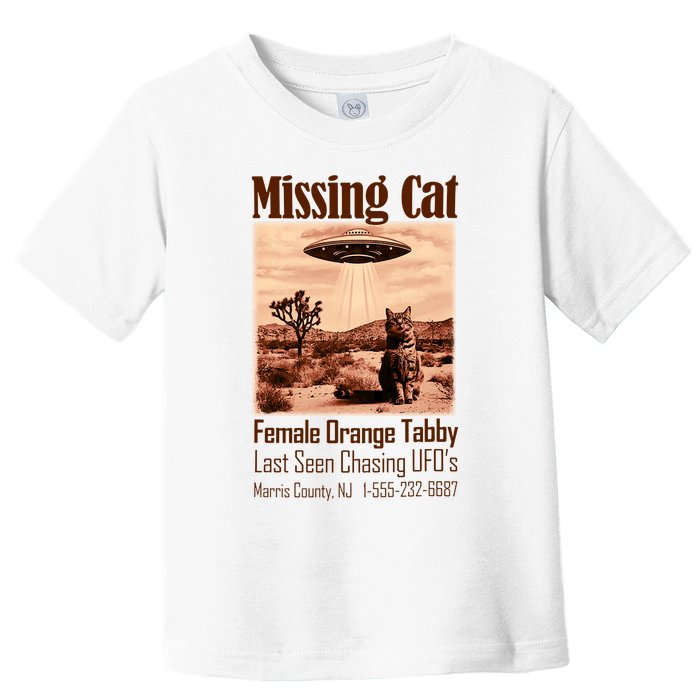 Vintage Ufo Cowboy Cat Missing Cat Female Orange Tabby Toddler T-Shirt