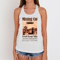 Vintage Ufo Cowboy Cat Missing Cat Female Orange Tabby Women's Knotted Racerback Tank