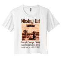 Vintage Ufo Cowboy Cat Missing Cat Female Orange Tabby Women's Crop Top Tee