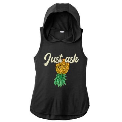 Vintage Upside Down Pineapple Just Ask Subtle Swinger Meaningful Gift Ladies PosiCharge Tri-Blend Wicking Draft Hoodie Tank