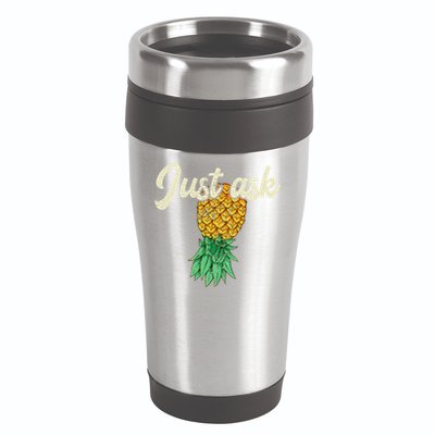 Vintage Upside Down Pineapple Just Ask Subtle Swinger Meaningful Gift 16oz Travel Tumbler