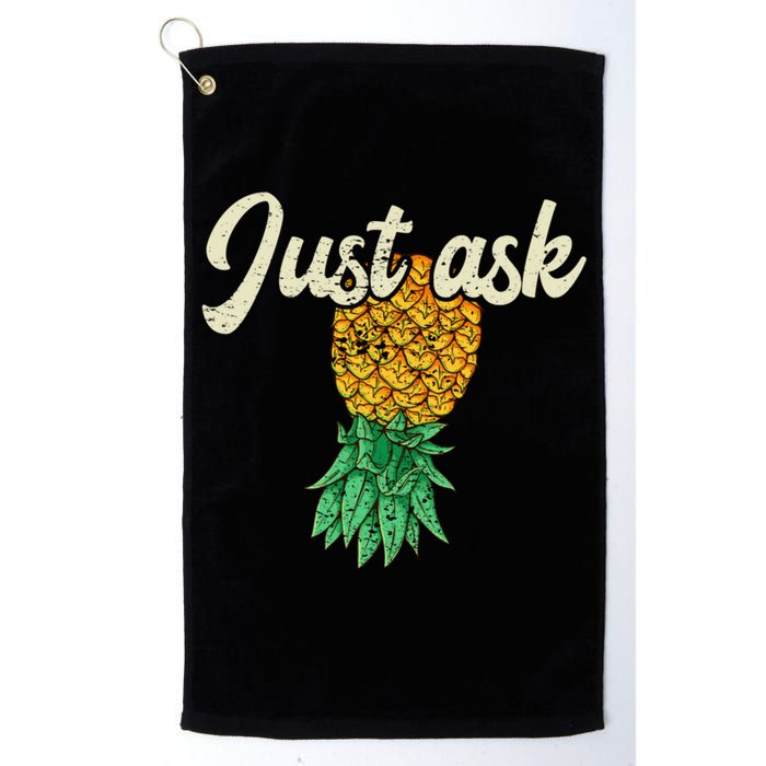 Vintage Upside Down Pineapple Just Ask Subtle Swinger Meaningful Gift Golf Towel