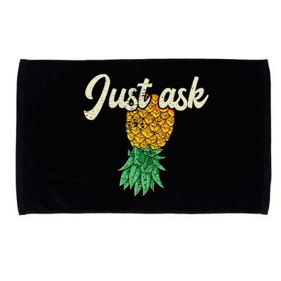 Vintage Upside Down Pineapple Just Ask Subtle Swinger Meaningful Gift Microfiber Hand Towel