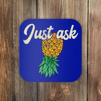 Vintage Upside Down Pineapple Just Ask Subtle Swinger Meaningful Gift Coaster