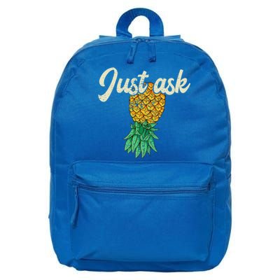 Vintage Upside Down Pineapple Just Ask Subtle Swinger Meaningful Gift 16 in Basic Backpack