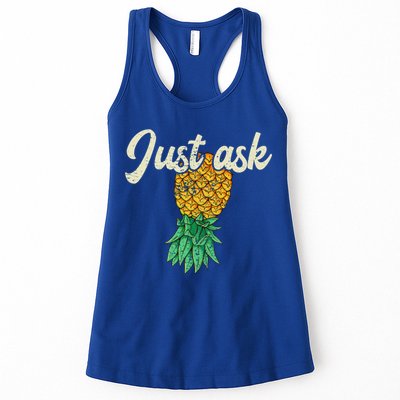 Vintage Upside Down Pineapple Just Ask Subtle Swinger Meaningful Gift Womens Tank Top