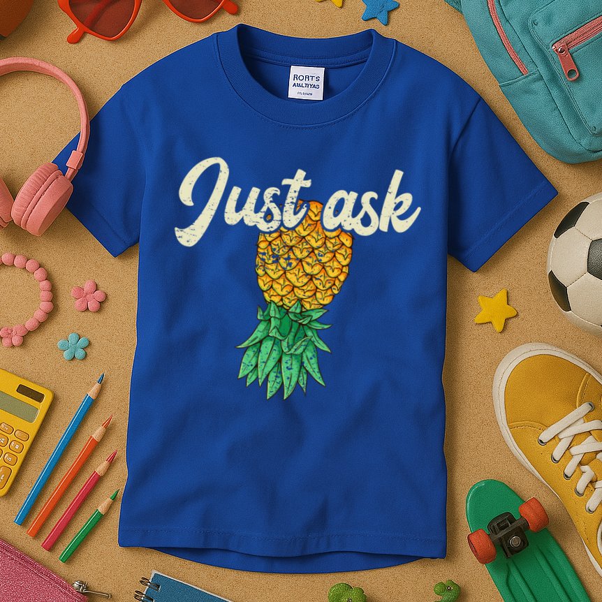 Vintage Upside Down Pineapple Just Ask Subtle Swinger Meaningful Gift Kids T-Shirt