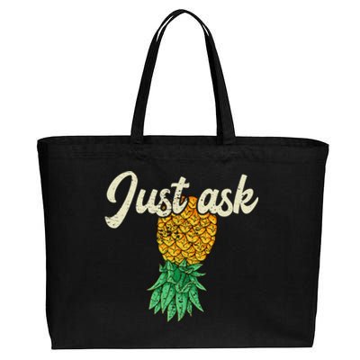 Vintage Upside Down Pineapple Just Ask Subtle Swinger Meaningful Gift Cotton Canvas Jumbo Tote