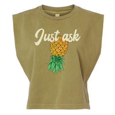 Vintage Upside Down Pineapple Just Ask Subtle Swinger Meaningful Gift Garment-Dyed Women's Muscle Tee
