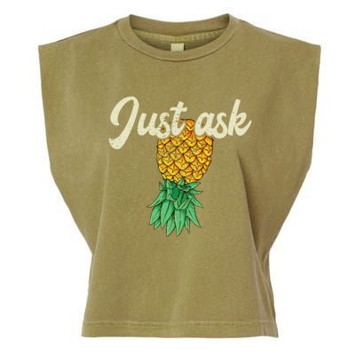 Vintage Upside Down Pineapple Just Ask Subtle Swinger Meaningful Gift Garment-Dyed Women's Muscle Tee