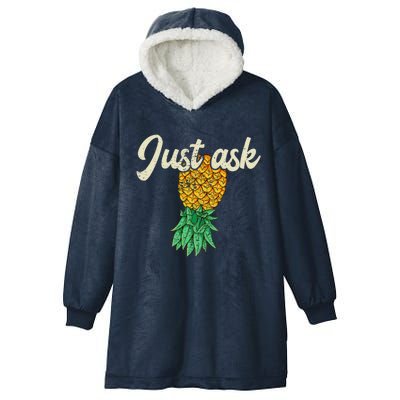 Vintage Upside Down Pineapple Just Ask Subtle Swinger Meaningful Gift Hooded Wearable Blanket