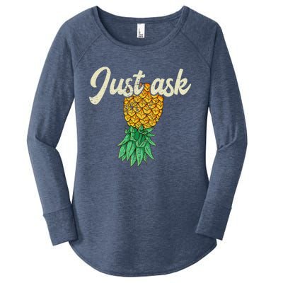 Vintage Upside Down Pineapple Just Ask Subtle Swinger Meaningful Gift Women's Perfect Tri Tunic Long Sleeve Shirt