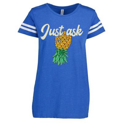 Vintage Upside Down Pineapple Just Ask Subtle Swinger Meaningful Gift Enza Ladies Jersey Football T-Shirt