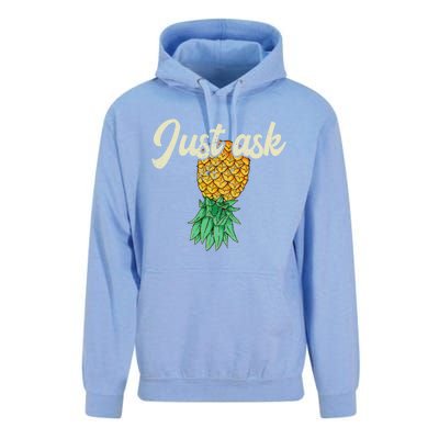 Vintage Upside Down Pineapple Just Ask Subtle Swinger Meaningful Gift Unisex Surf Hoodie