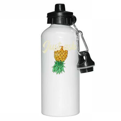 Vintage Upside Down Pineapple Just Ask Subtle Swinger Meaningful Gift Aluminum Water Bottle