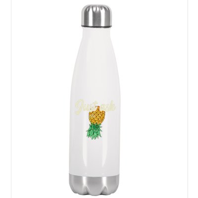 Vintage Upside Down Pineapple Just Ask Subtle Swinger Meaningful Gift Stainless Steel Insulated Water Bottle