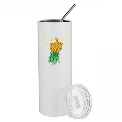 Vintage Upside Down Pineapple Just Ask Subtle Swinger Meaningful Gift Stainless Steel Tumbler