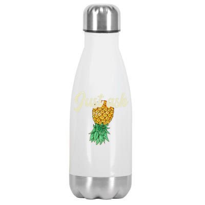 Vintage Upside Down Pineapple Just Ask Subtle Swinger Meaningful Gift Stainless Steel Insulated Water Bottle