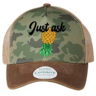 Vintage Upside Down Pineapple Just Ask Subtle Swinger Meaningful Gift Legacy Tie Dye Trucker Hat