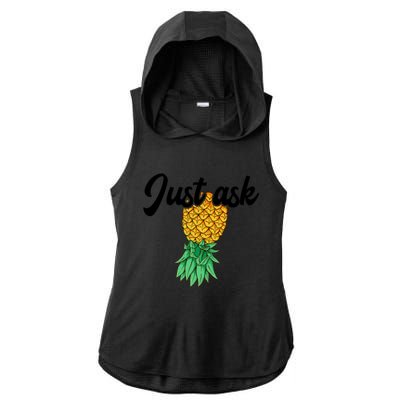 Vintage Upside Down Pineapple Just Ask Subtle Swinger Meaningful Gift Ladies PosiCharge Tri-Blend Wicking Draft Hoodie Tank