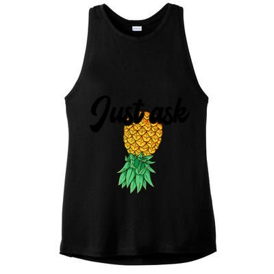 Vintage Upside Down Pineapple Just Ask Subtle Swinger Meaningful Gift Ladies PosiCharge Tri-Blend Wicking Tank