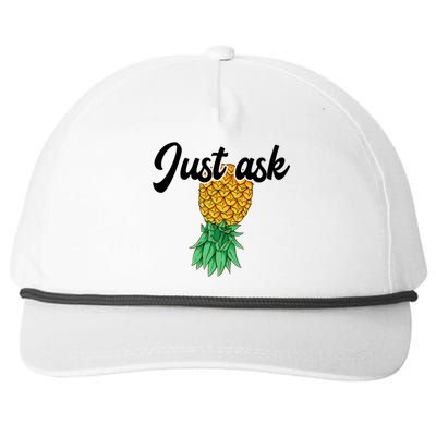 Vintage Upside Down Pineapple Just Ask Subtle Swinger Meaningful Gift Snapback Five-Panel Rope Hat