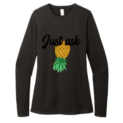 Vintage Upside Down Pineapple Just Ask Subtle Swinger Meaningful Gift Womens CVC Long Sleeve Shirt