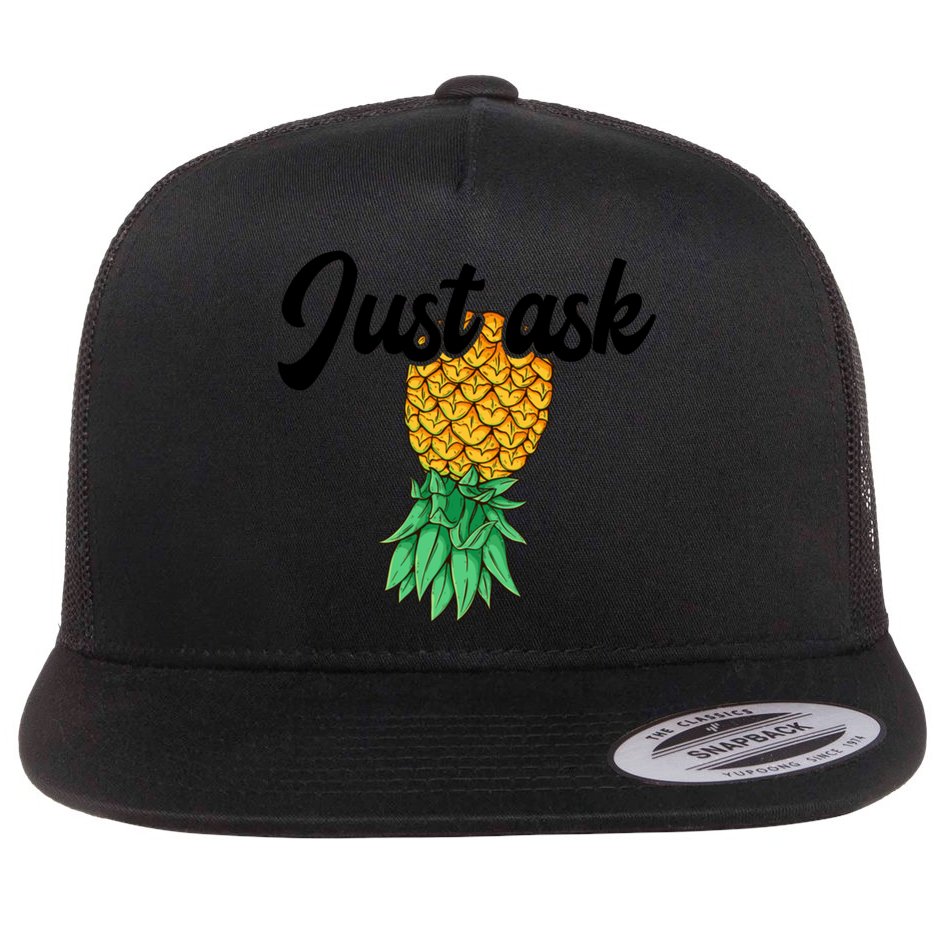 Vintage Upside Down Pineapple Just Ask Subtle Swinger Meaningful Gift Flatbill Hat