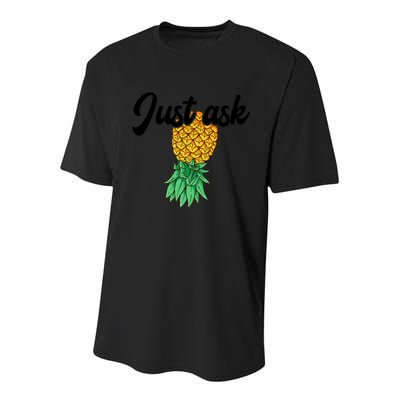 Vintage Upside Down Pineapple Just Ask Subtle Swinger Meaningful Gift Youth Performance Sprint T-Shirt