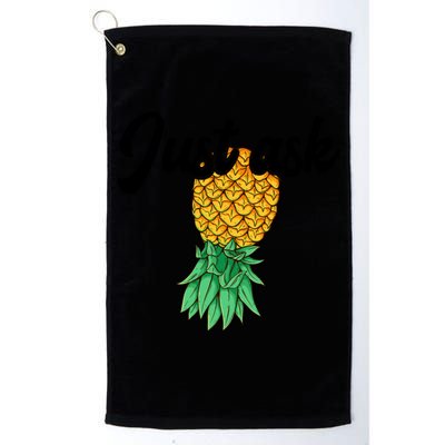 Vintage Upside Down Pineapple Just Ask Subtle Swinger Meaningful Gift Golf Towel