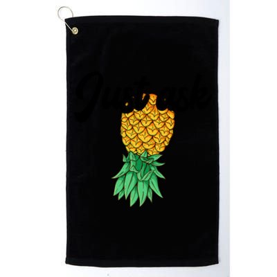 Vintage Upside Down Pineapple Just Ask Subtle Swinger Meaningful Gift Platinum Collection Golf Towel