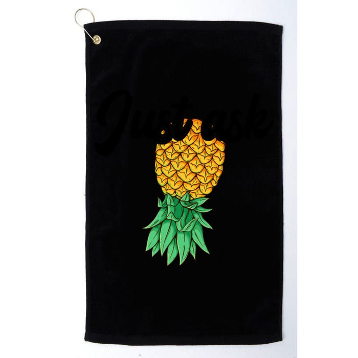 Vintage Upside Down Pineapple Just Ask Subtle Swinger Meaningful Gift Golf Towel