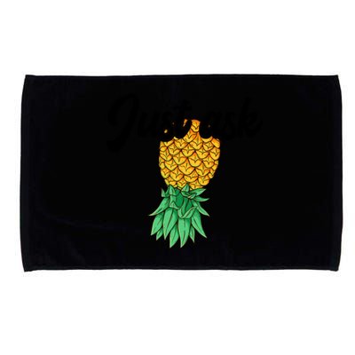 Vintage Upside Down Pineapple Just Ask Subtle Swinger Meaningful Gift Microfiber Hand Towel