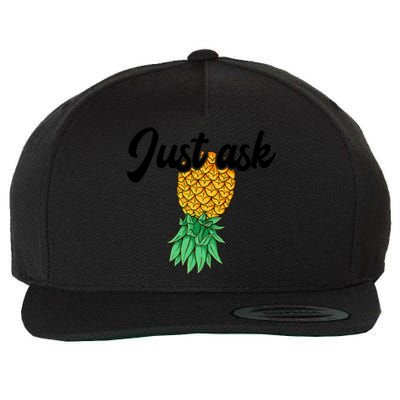 Vintage Upside Down Pineapple Just Ask Subtle Swinger Meaningful Gift Wool Snapback Cap