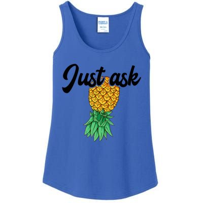 Vintage Upside Down Pineapple Just Ask Subtle Swinger Meaningful Gift Ladies Essential Tank