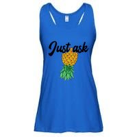 Vintage Upside Down Pineapple Just Ask Subtle Swinger Meaningful Gift Ladies Essential Flowy Tank